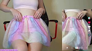 This TikTok teen casually flashes shaved pussy during upskirt livestream