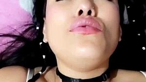 Bluee, the beautiful colombian brunette, shows her face of pleasure while masturbating for you.