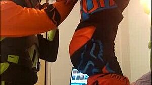 Bold Gay Motocross Blowjob Action