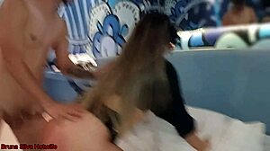 Brazilian hotwife sucks cock, bangs doggystyle, cums hard on sheer