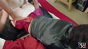 Watch This French Slut in Satin Panties Bent Over for Deepthroat and Rimjob!