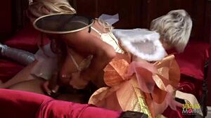 Two Blondes Wake Guy with Blowjob Then Threesome Sex