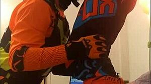 Bold Gay Motocross Blowjob Action