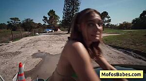 Sexy Teen 18+ Slut Fucked Outdoors with Natural Big Boobs