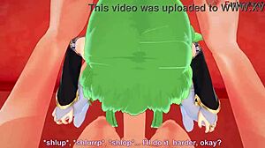 Cheshire Cat from Code Geass in a full 3D hentai video sucking and fucking on sheer fabric