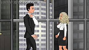 Busty secretary dominates with massive tits and ass play.