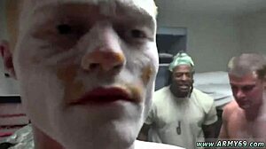 army guys hazing in showers, then fucking.