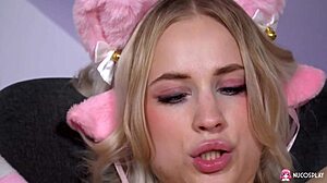 Yo, watch blonde cosplay Nikki Hill tease with a sex toy!