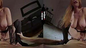 redhead explores her element in dark room vr