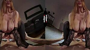 redhead explores her element in dark room vr