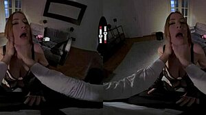 redhead explores her element in dark room vr