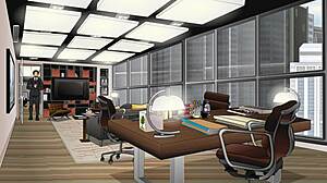 Busty secretary dominates with massive tits and ass play.