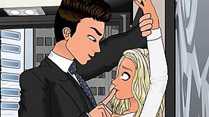 Busty secretary dominates with massive tits and ass play.