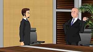 Busty secretary dominates with massive tits and ass play.