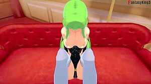 Cheshire Cat from Code Geass in a full 3D hentai video sucking and fucking on sheer fabric