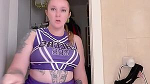 submissive listens to femdom's humiliating dirty talk in fetish scene.