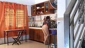 wanna see a naked maid cum while cooking in pantyhose?