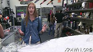 I fucked her tight pussy in shop.