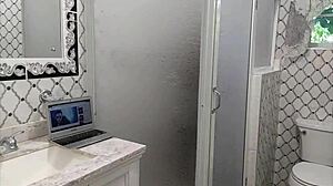 slim thick ebony girl says 'watch me shower, almost got squeezed'