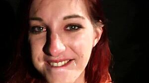 naughty hottie gets a surprise on her face and eats it all up eagerly