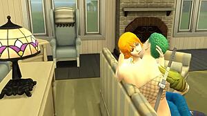 야, 이 헨타이 패러디에서 Nico Robin이 Luffy한테 세게 박혀!