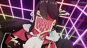 Masked Bitch Beidou Rides In Femdom Sex