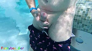 Gay Guy JERKS OFF Fat Cock in PUBLIC Thermal Pool for Hot Underwater Thrills