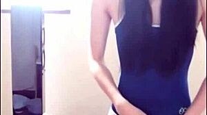 shemale gets freaky with a plastic cock