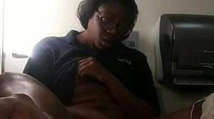 the ebony babe is playing on the bathroom counter, fingering her pussy and reaching orgasm with close-up shots