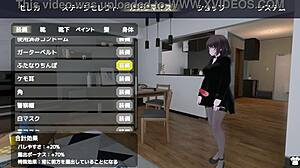 Anime character sereka exposes herself outdoors in a naked coat game scene