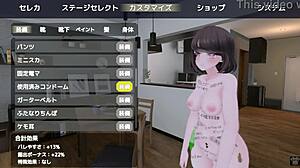 Anime character sereka exposes herself outdoors in a naked coat game scene