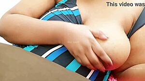 desi cam girl shows off her sexy tits, teasing in this indian homemade video