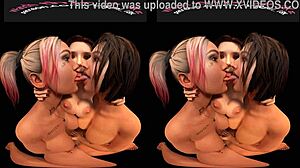 Three Lesbian Women Engage In Tongue Kissing And Mutual Masturbation