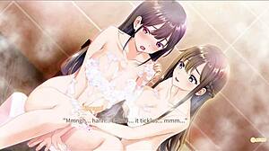 girls share a secret kiss in the shower for ep3.