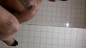 Moon Bent Over in Public Bathroom for Doggy Anal Fuck