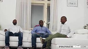 PrivateBlack brings Silvia Soprano chugging cock and getting fucked by three dark dicks in a wild scene