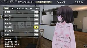 Anime character sereka exposes herself outdoors in a naked coat game scene