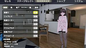 Anime character sereka exposes herself outdoors in a naked coat game scene