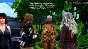 Sims 4 Ruby & Doris i vild roadfuckers-orgie