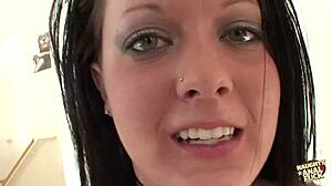 dark haired babe with big ass gets anal smashed by thick cock in garage, bent over in stockings... oh man