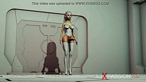 女机器人猛干饥渴女孩，在太空站激烈动作