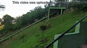 gostosa with beautiful natural tits in outdoor exhibitionism