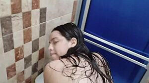 Fucking My Whore Stepsister in Bathroom Until I Cum on Her Tits