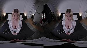 Blonde boss sucks big cock in VR