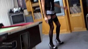 Petite Latina in heels, damn she’s hot with that toy!