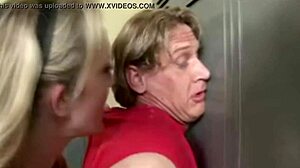 Clothed Lesbians Handcuff and Give Handjob to Guy in Group!