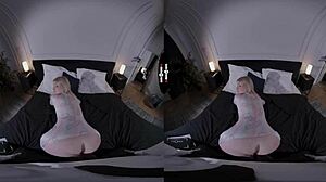 Blonde boss sucks big cock in VR