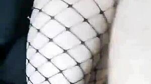 Slender girlfriend in skirt and stockings fucked standing with cum inside?