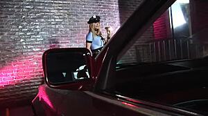 Lexxxi Tyler and Michelle Thorne are licking each other's big tits and asses in this lesbian scene