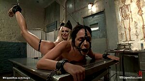 Lesbica militare legata, frustata e scopata duramente